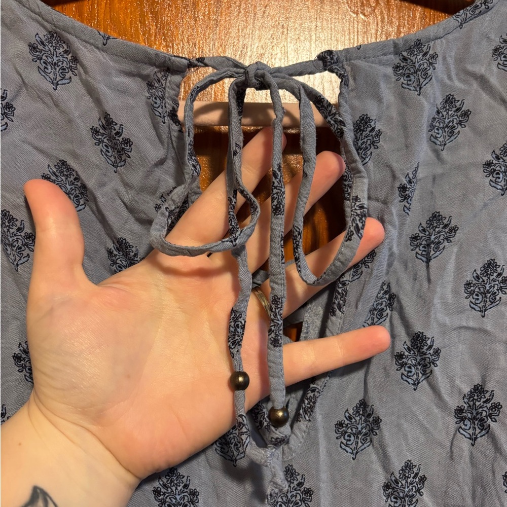 ANGIE Blue and Black Bohemian Flowy Romper Womens Size Large - Picture 9 of 9